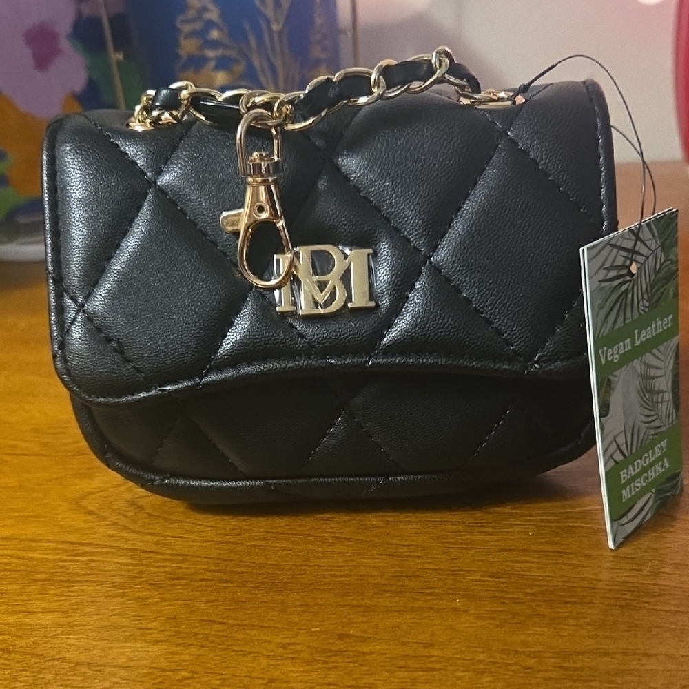 Badgley Mischka Black Quilted Mini Bag